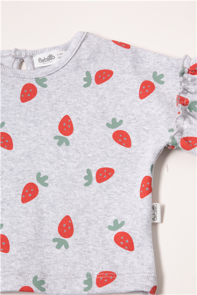 TENCEL ŞORT 2Lİ TAKIM (STRAWBERRY) GRİ MELANJ