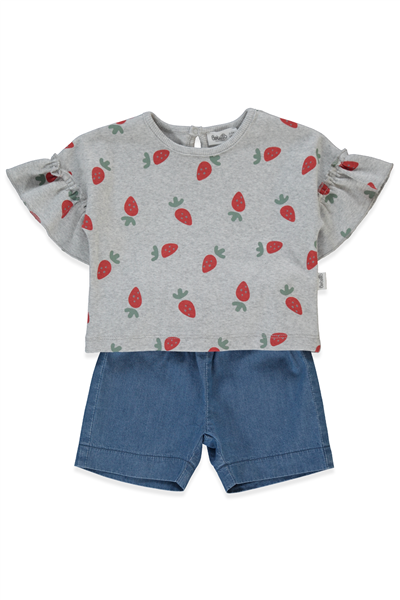 TENCEL ŞORT 2Lİ TAKIM (STRAWBERRY) GRİ MELANJ
