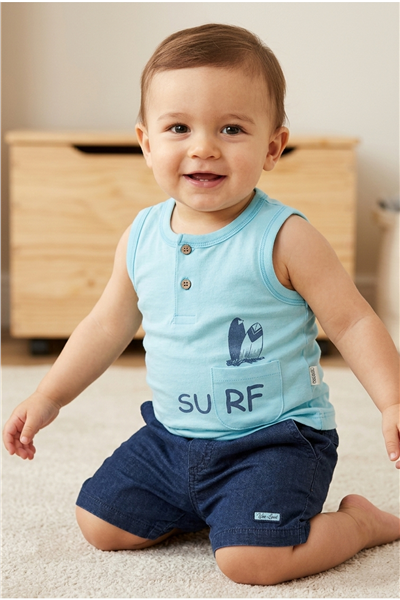 TENCEL ŞORT 2Lİ TAKIM (WAVE POWER) LACİVERT