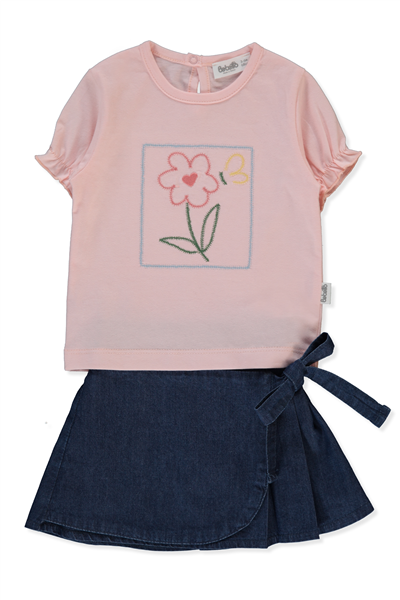 TENCEL ŞORT ETEK 2Lİ TAKIM (FLOWER GIRL) LACİVERT