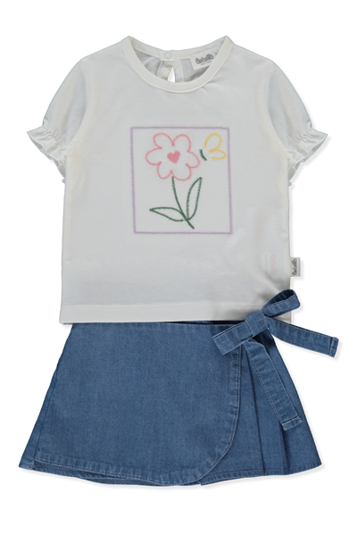 TENCEL ŞORT ETEK 2Lİ TAKIM (FLOWER GIRL) MAVİ