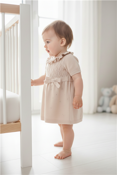 TRİKO ELBİSE (BURGU DESEN) EKRU