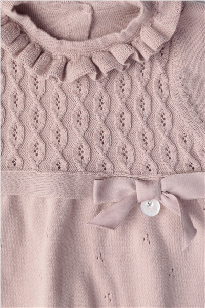 TRİKO ELBİSE (BURGU DESEN) GÜL KURUSU