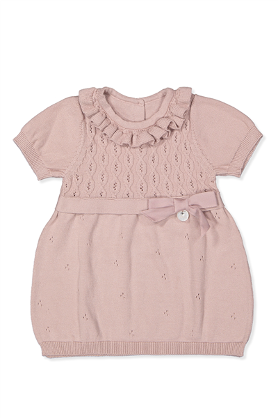 TRİKO ELBİSE (BURGU DESEN) GÜL KURUSU