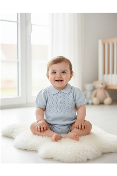 TRİKO GOLF TULUM (ZİKZAK DESEN) MAVİ