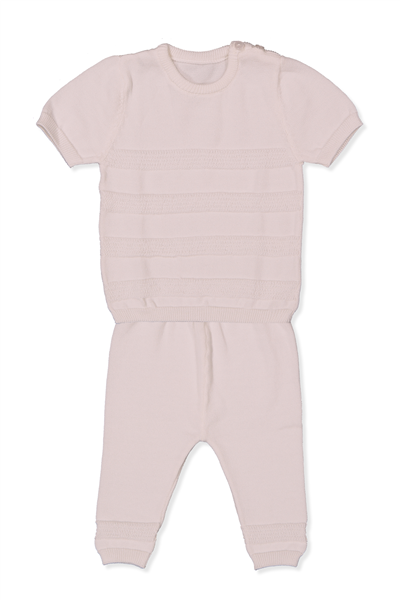 TRİKO İKİLİ TAKIM (ÇİZGİ DESEN) PEMBE