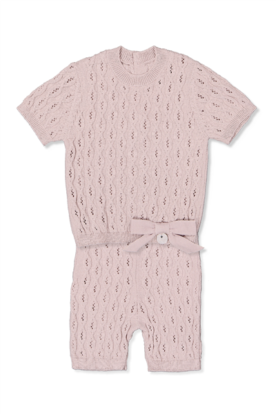 TRİKO ŞORTLU TAKIM (BURGU DESEN) PEMBE