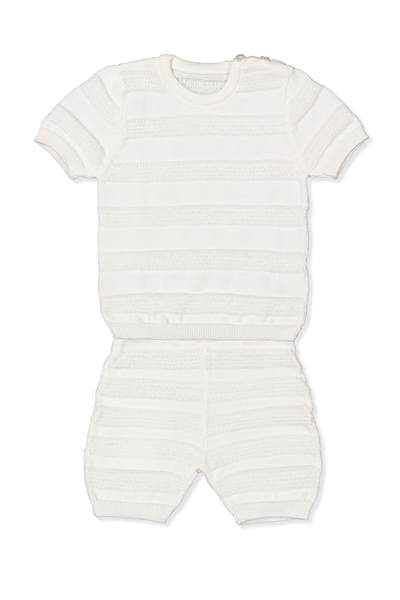 TRİKO ŞORTLU TAKIM (ÇİZGİ DESEN) EKRU