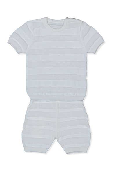 TRİKO ŞORTLU TAKIM (ÇİZGİ DESEN) MAVİ