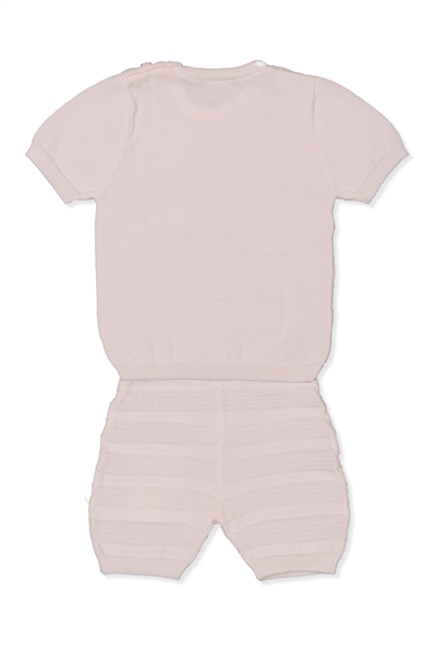 TRİKO ŞORTLU TAKIM (ÇİZGİ DESEN) PEMBE