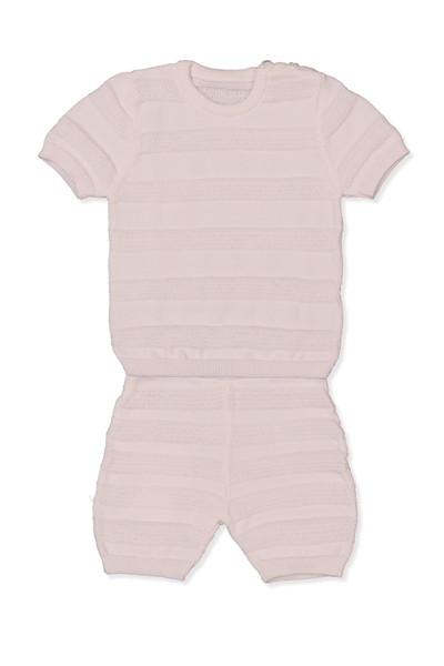 TRİKO ŞORTLU TAKIM (ÇİZGİ DESEN) PEMBE