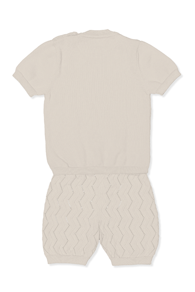 TRİKO ŞORTLU TAKIM (ZİKZAK DESEN) EKRU