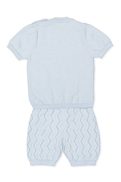 TRİKO ŞORTLU TAKIM (ZİKZAK DESEN) MAVİ