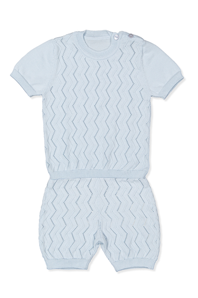 TRİKO ŞORTLU TAKIM (ZİKZAK DESEN) MAVİ