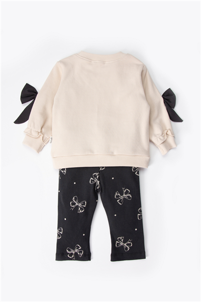ÜÇ İP SWEAT 2Lİ TAKIM (BELLA BOW) BEJ