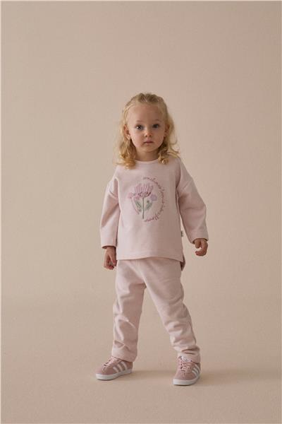 ÜÇ İP SWEAT 2Lİ TAKIM (RETRO FLOWER) PUDRA
