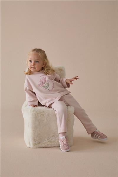 ÜÇ İP SWEAT 2Lİ TAKIM (RETRO FLOWER) PUDRA