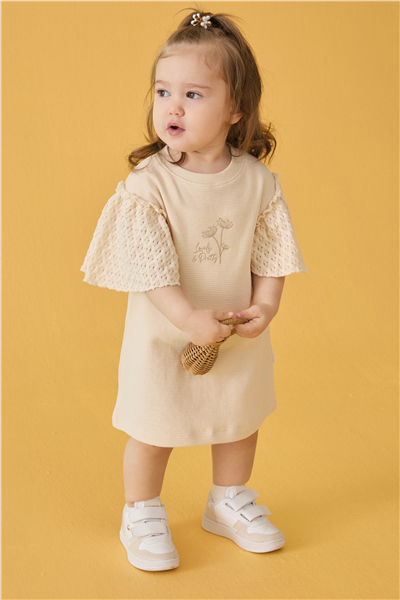 WAFFLE ELBİSE (LACY GIRL) BEJ
