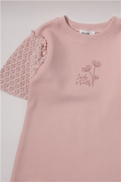 WAFFLE ELBİSE (LACY GIRL) PEMBE