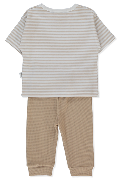 WAFFLE PANTOLON 2Lİ TAKIM (STRIPED) BEJ