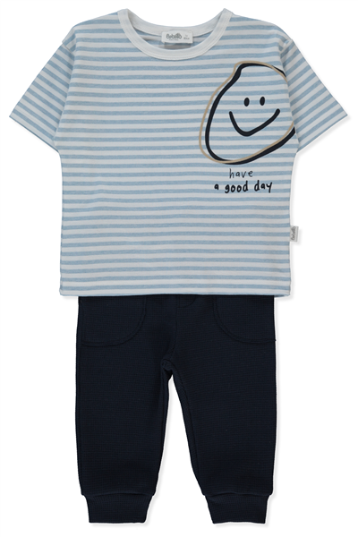 WAFFLE PANTOLON 2Lİ TAKIM (STRIPED) MAVİ