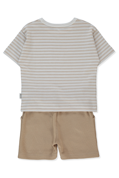 WAFFLE ŞORT 2Lİ TAKIM (STRIPED) BEJ