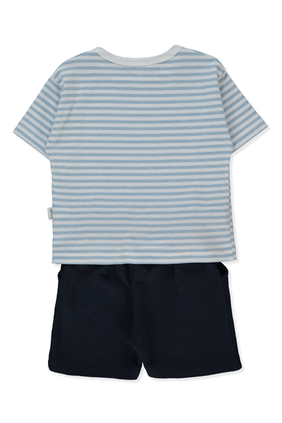 WAFFLE ŞORT 2Lİ TAKIM (STRIPED) MAVİ