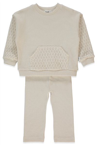 WAFFLE SWEAT 2Lİ TAKIM (LACY GIRL) BEJ