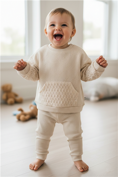 WAFFLE SWEAT 2Lİ TAKIM (LACY GIRL) BEJ