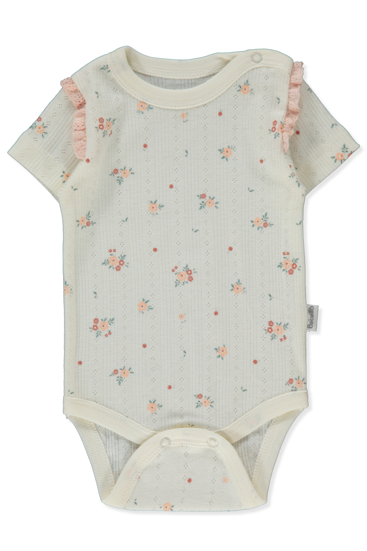 AJURLU KISA KOLLU BODY AY BASKILI (BLOOM) PEMBE