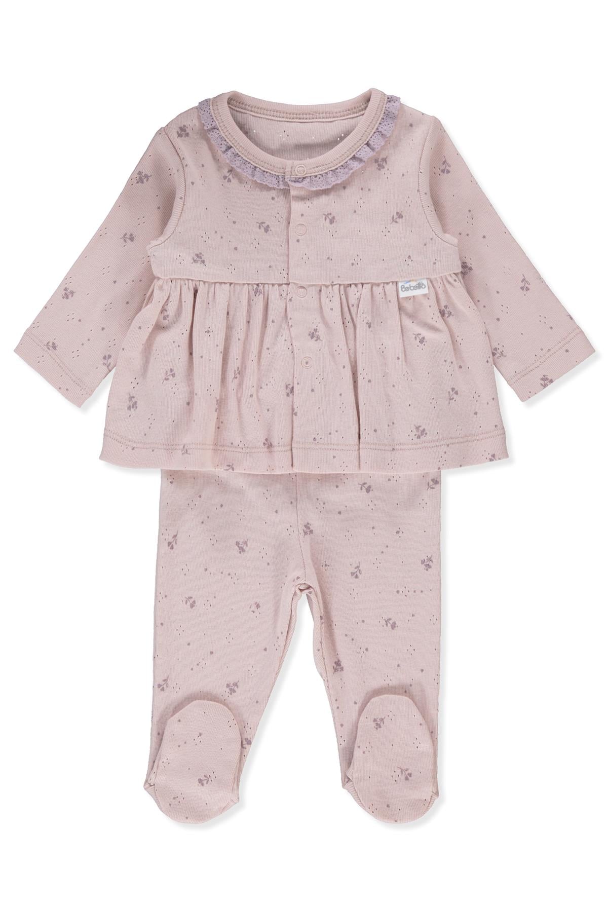 AJURLU PATİKLİ PİJAMA TAKIMI 2Lİ (NATURE) PUDRA