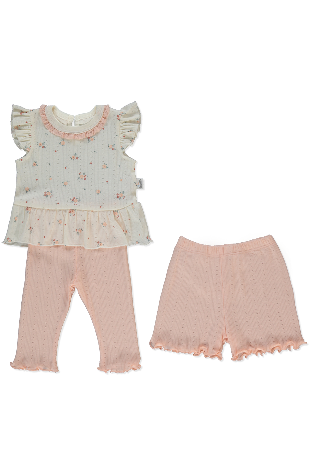 AJURLU PATİKSİZ PİJAMA TAKIMI 3LÜ (BLOOM) PEMBE