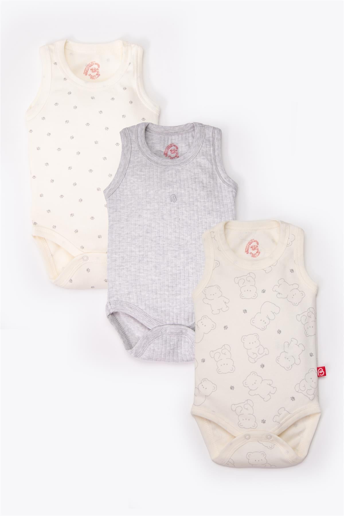ATLET BODY 3LÜ (CUTE BEAR) GRİ MELANJ