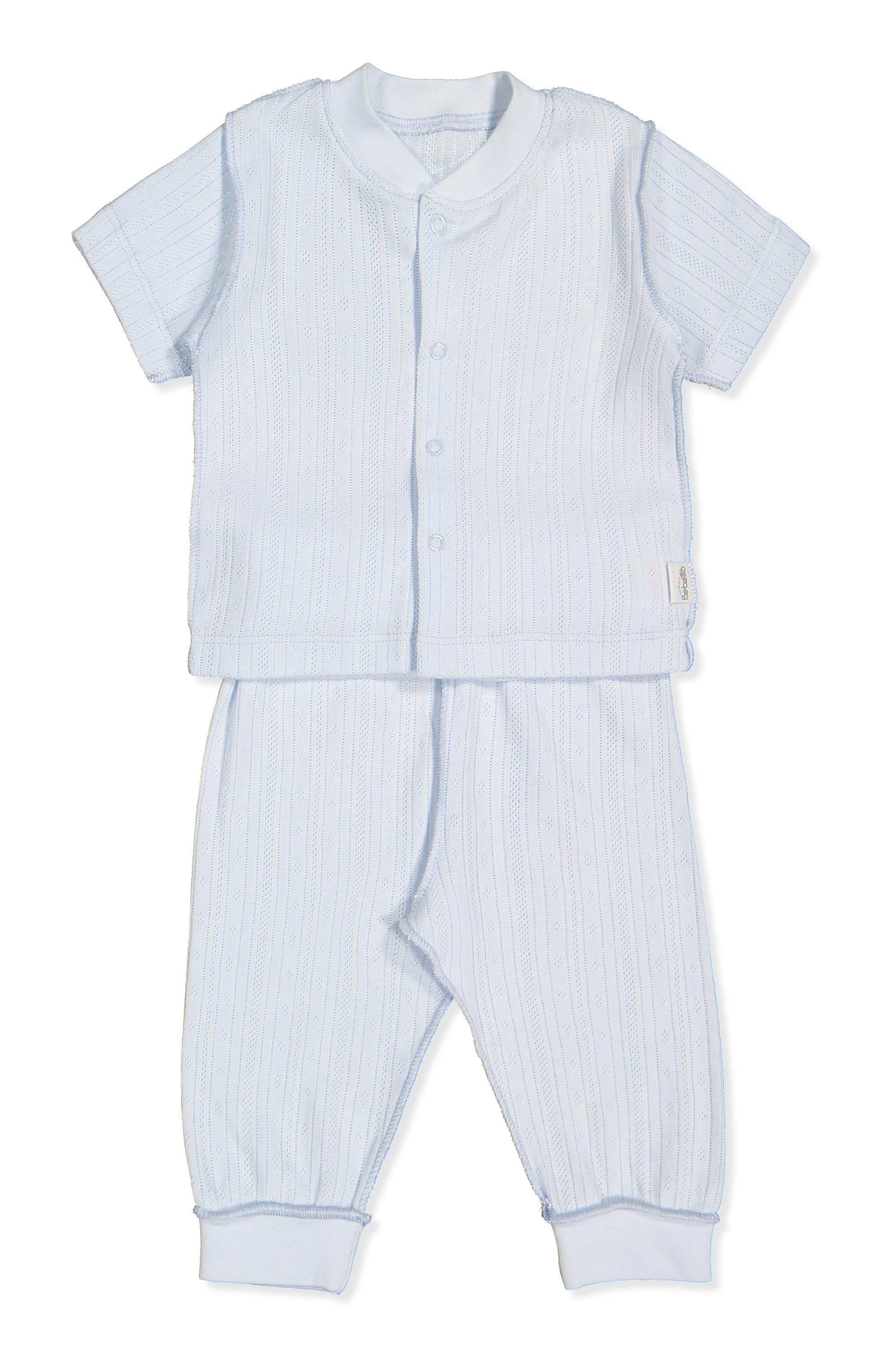 DIŞ DİKİŞ AJURLU PATİKSİZ MİNİ PİJAMA (BASIC/25) MAVİ