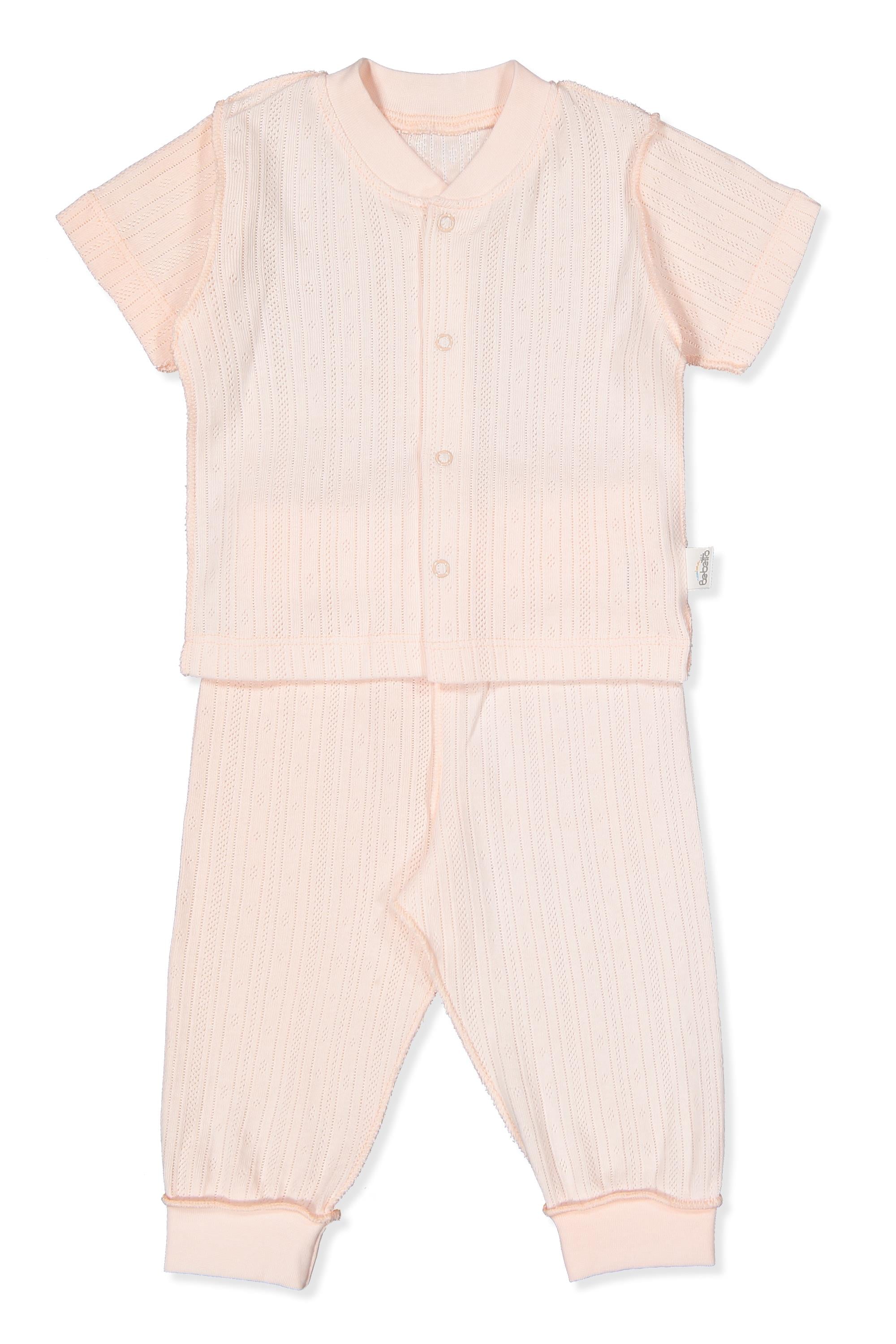 DIŞ DİKİŞ AJURLU PATİKSİZ MİNİ PİJAMA (BASIC/25) PEMBE