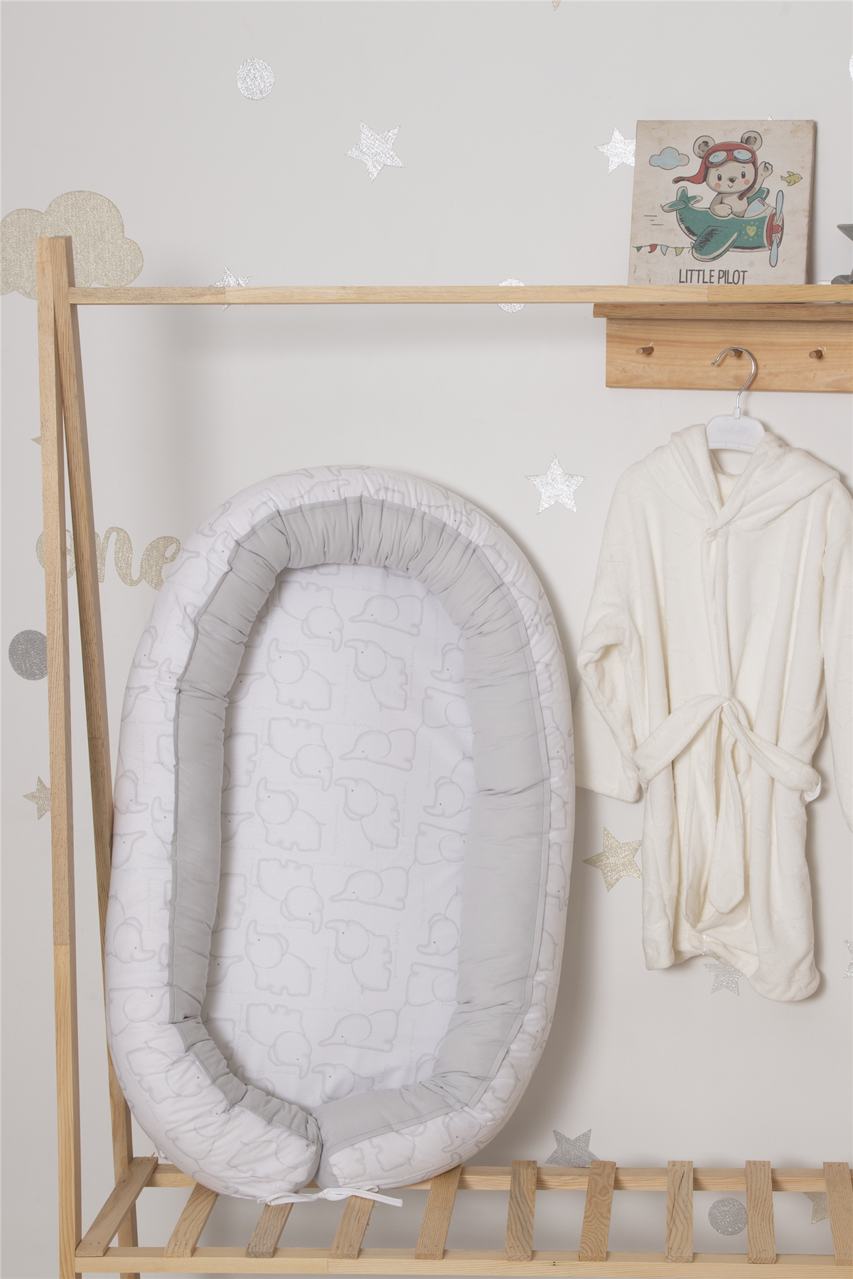 DOKUMA BABYNEST (HAPPY ANIMAL) GRİ