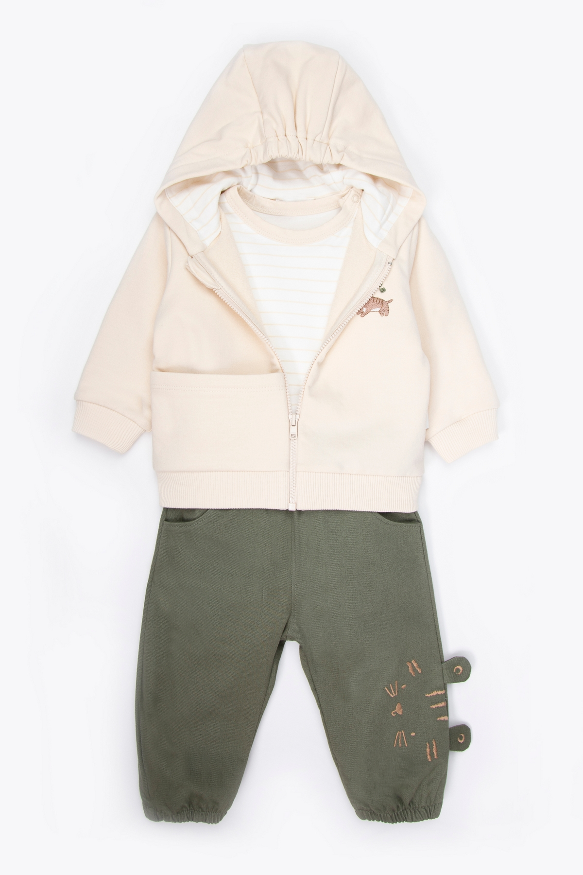İKİ İP KAPŞONLU HIRKA 3LÜ TAKIM (LITTLE CUBS) HAKİ