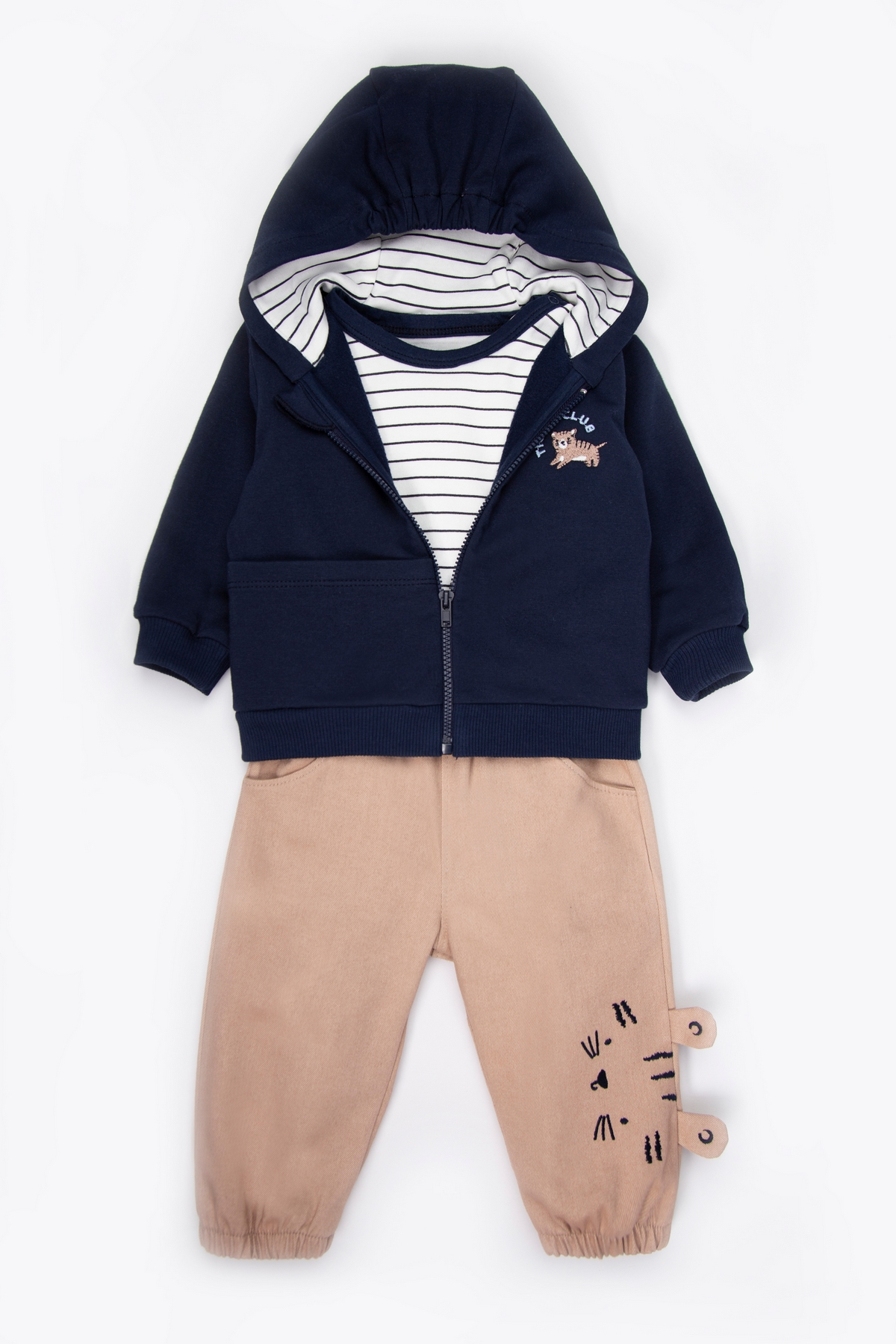 İKİ İP KAPŞONLU HIRKA 3LÜ TAKIM (LITTLE CUBS) KAHVERENGİ