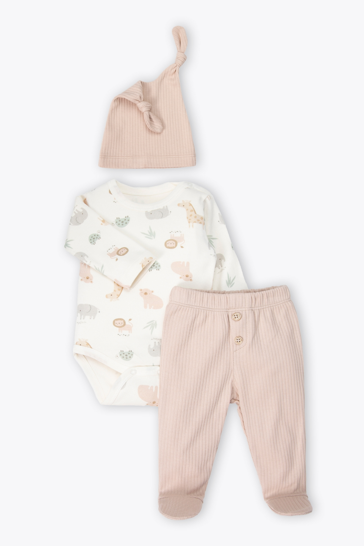 İNTERLOK BODY SET 3LÜ (FREE ANIMALS) BEJ