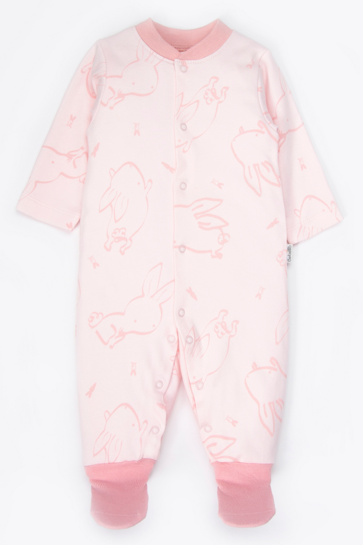 İNTERLOK ÇORAPLI TULUM (RABBIT AND CARROTS) PEMBE