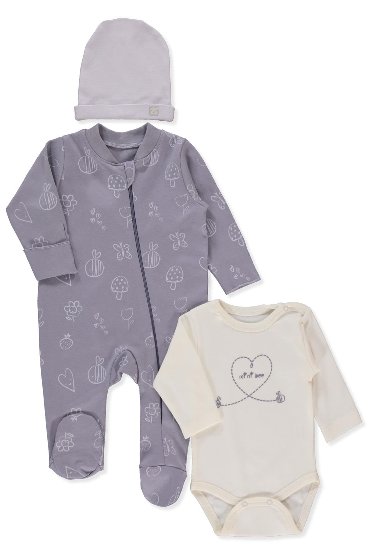 İNTERLOK FERMUARLI PATİKLİ TULUM SET 3LÜ (MINI BEE) LİLA