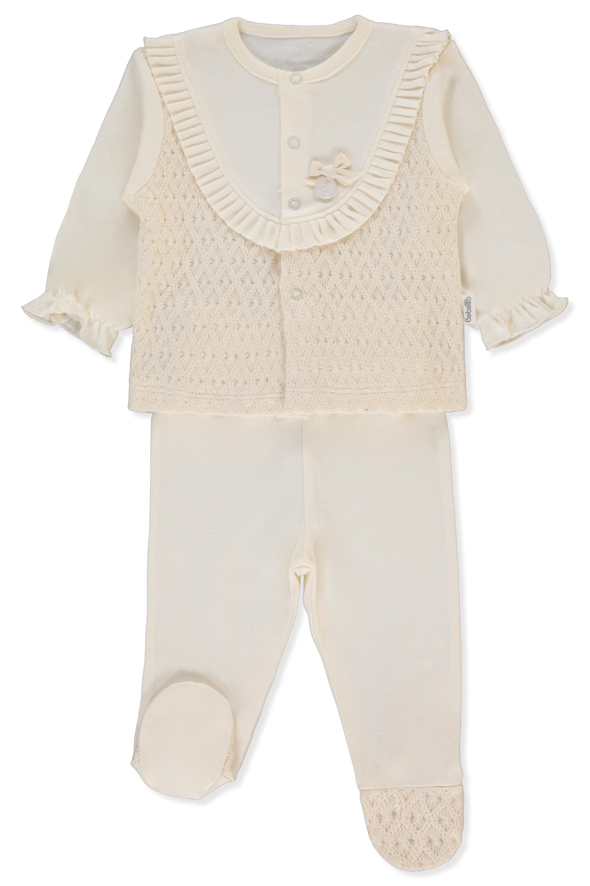 İNTERLOK PATİKLİ PİJAMA TAKIMI 2Lİ (LITTLE LADY/25) EKRU