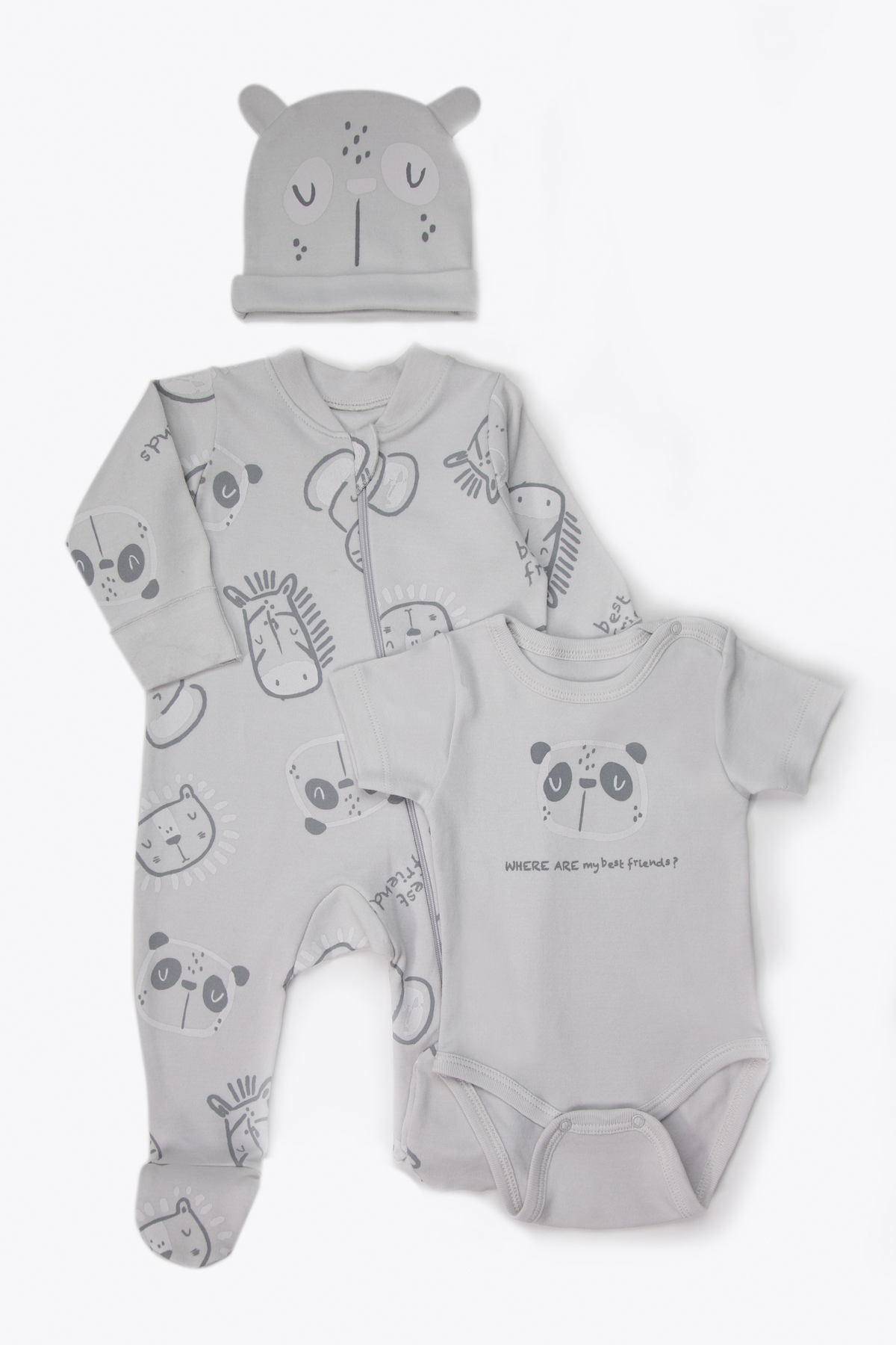 İNTERLOK PATİKLİ TULUM SET 3LÜ (BEST FRIENDS) GRİ