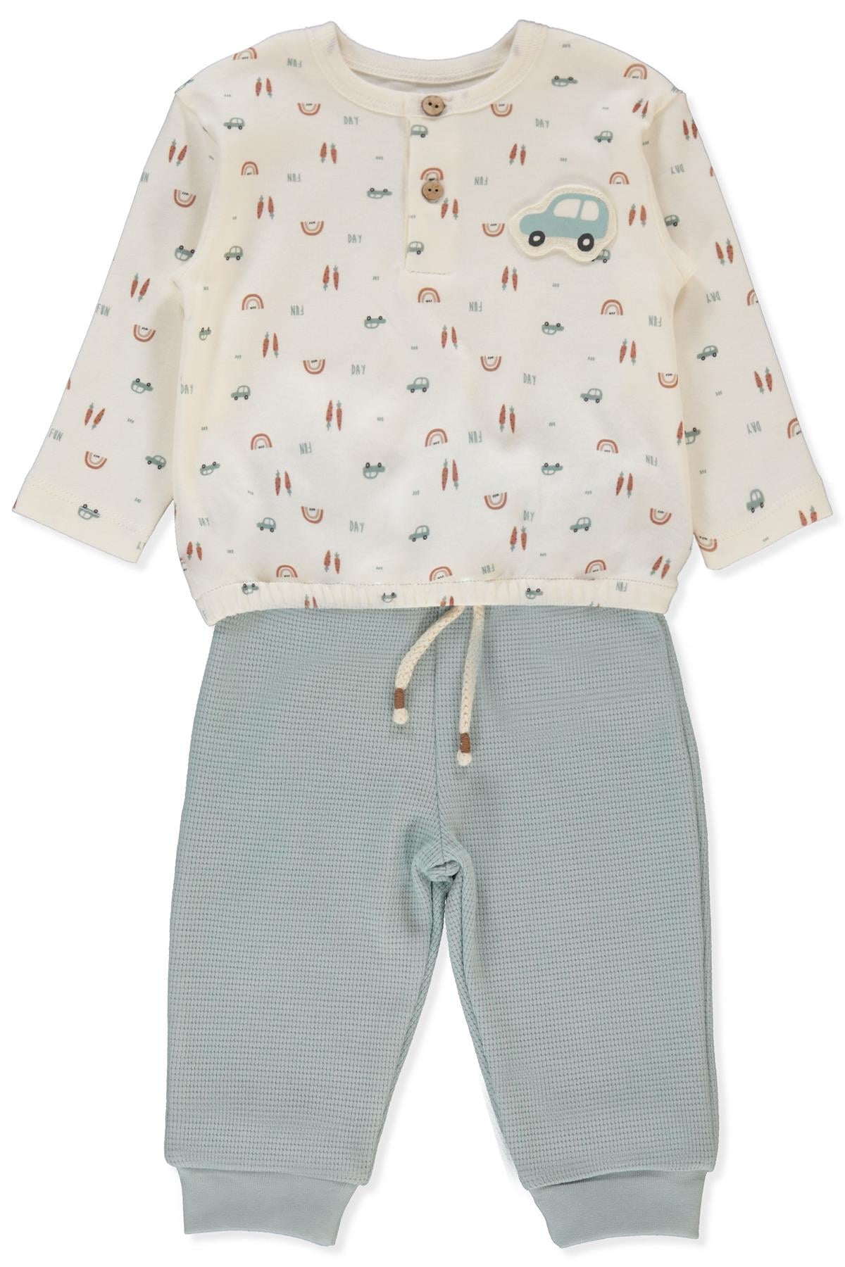 İNTERLOK PATİKSİZ PİJAMA TAKIMI 2Lİ (WOODEN CAR) MİNT