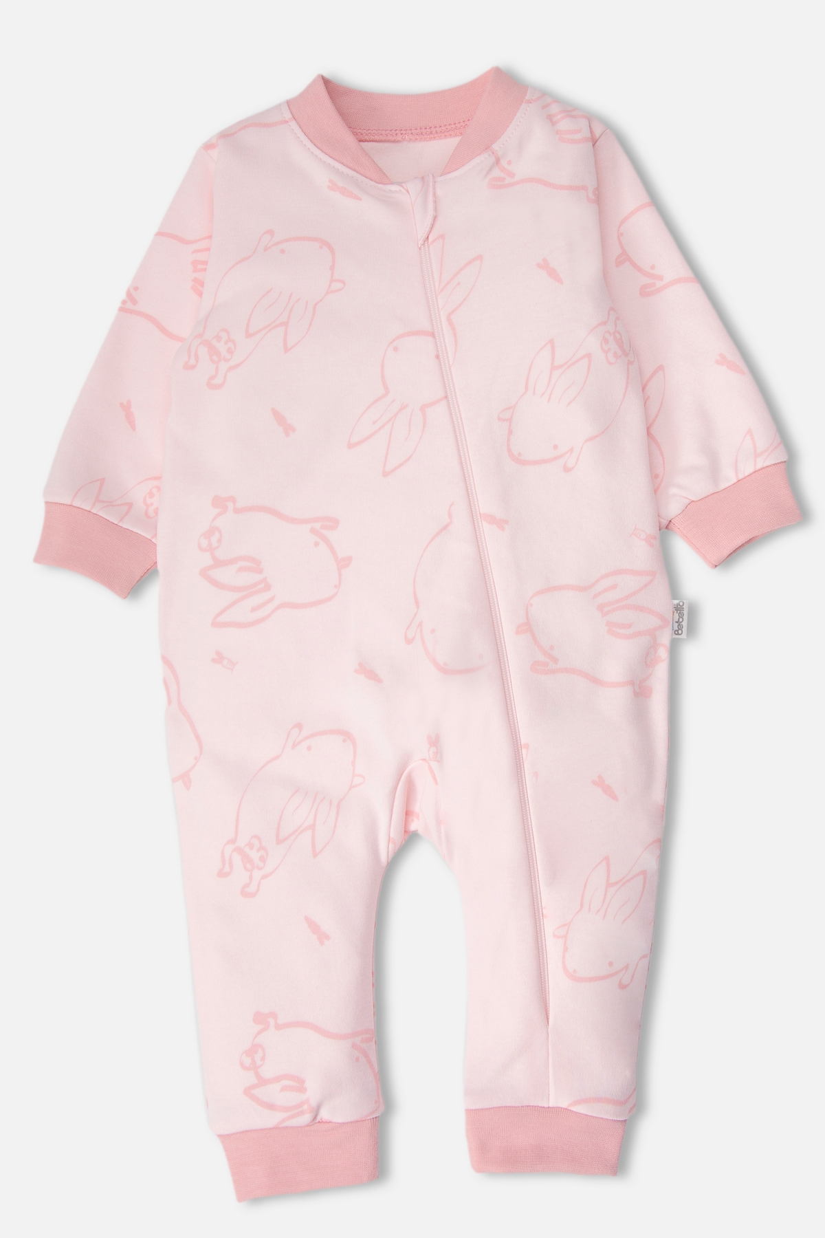 İNTERLOK PATİKSİZ TULUM (RABBIT AND CARROTS) PEMBE