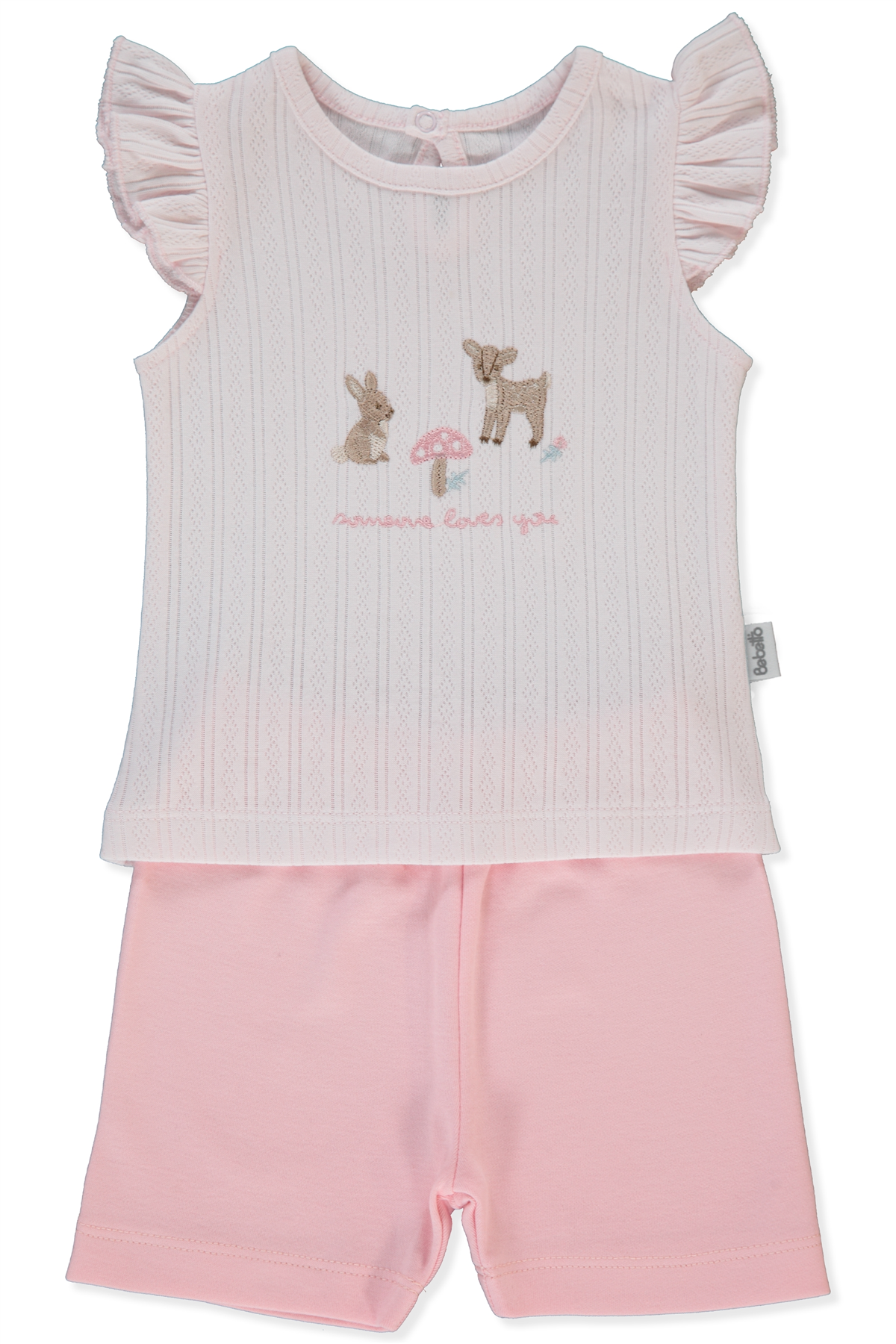 İNTERLOK ŞORTLU PİJAMA TAKIMI 2Lİ TAKIM (LOVES YOU) PEMBE