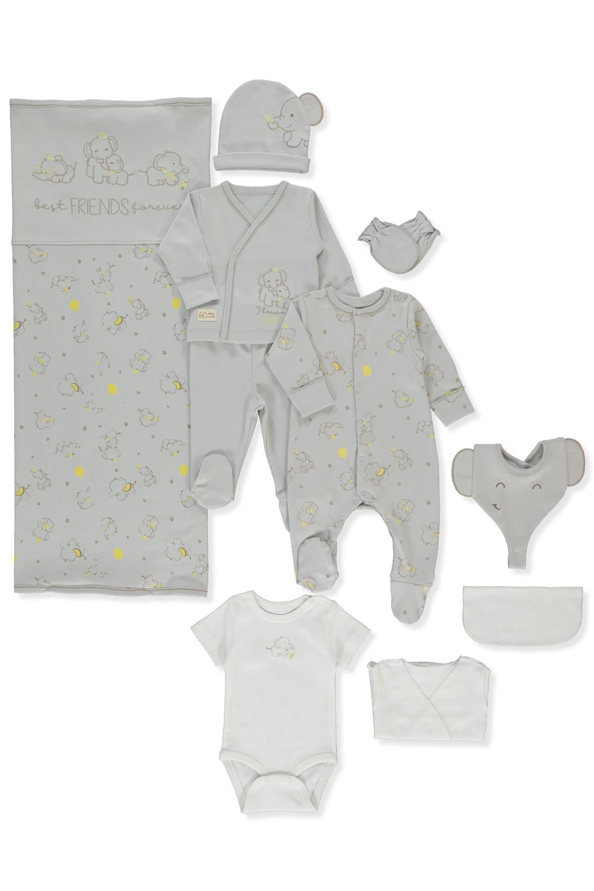 İNTERLOK ZIBIN SET 10LU (LITTLE ELEPHANT) GRİ