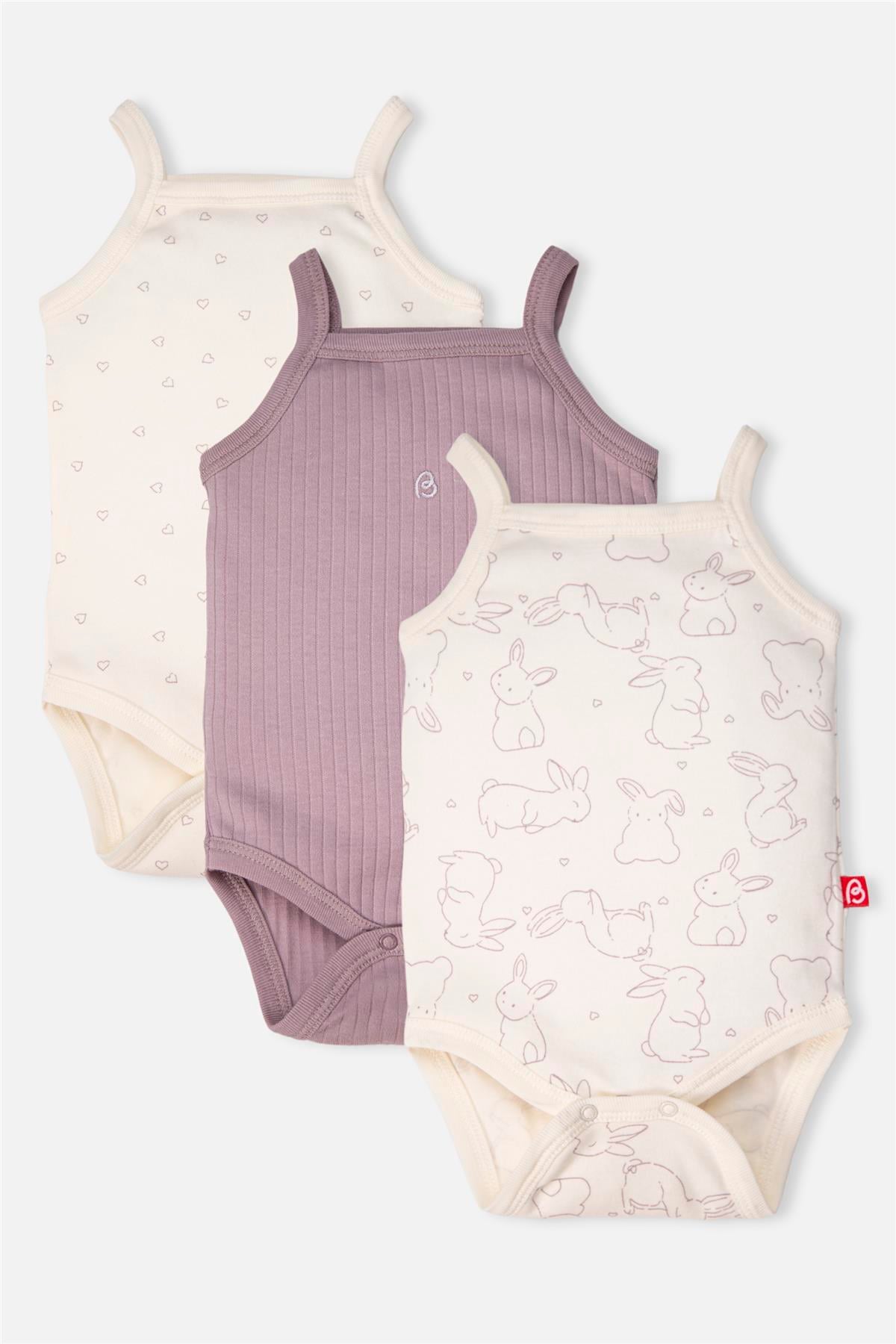 İP ASKILI BODY 3LÜ (CUTE BUNNY) MOR