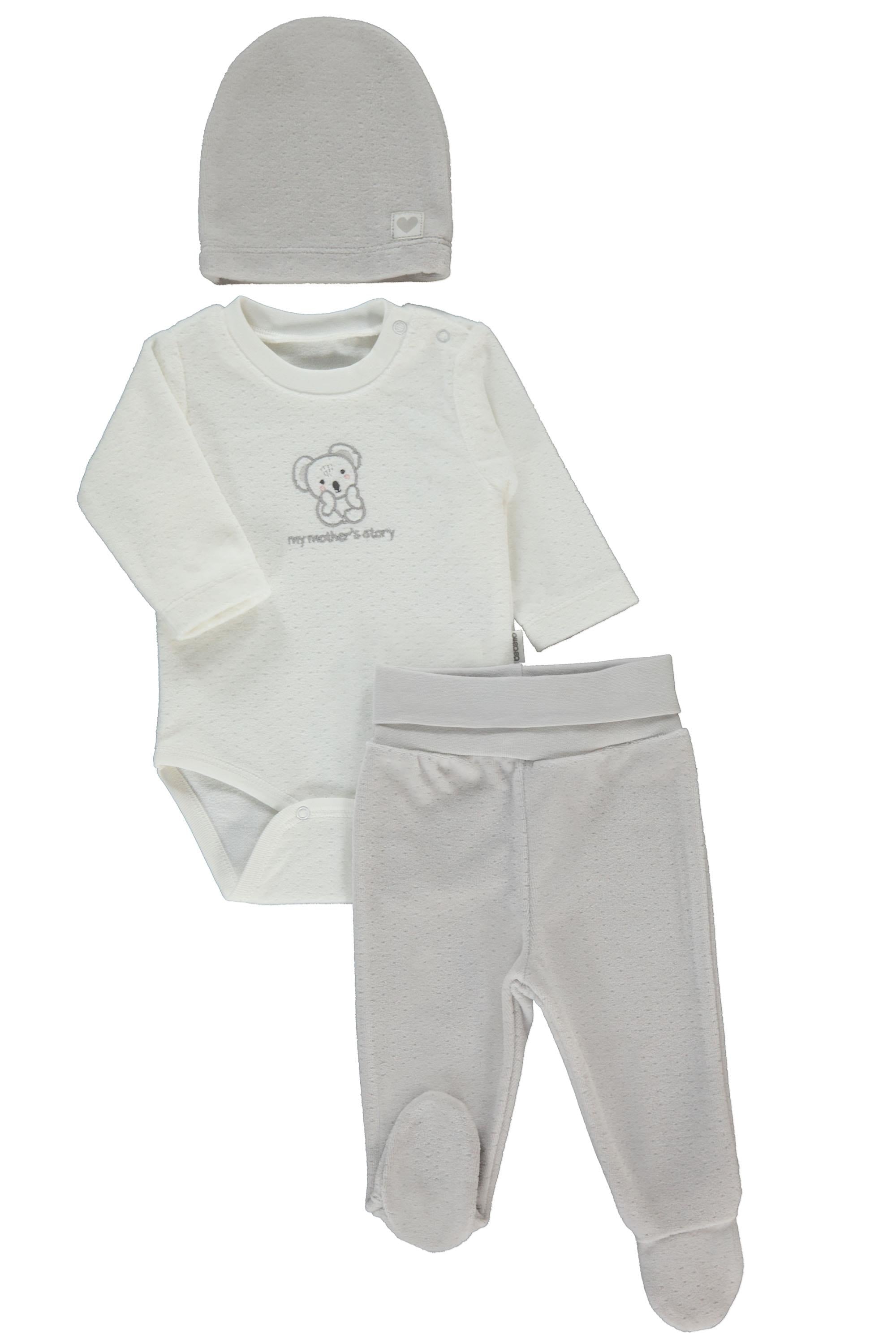 KADİFE BODY SET 3LÜ  (MY LITTLE ONE) GRİ