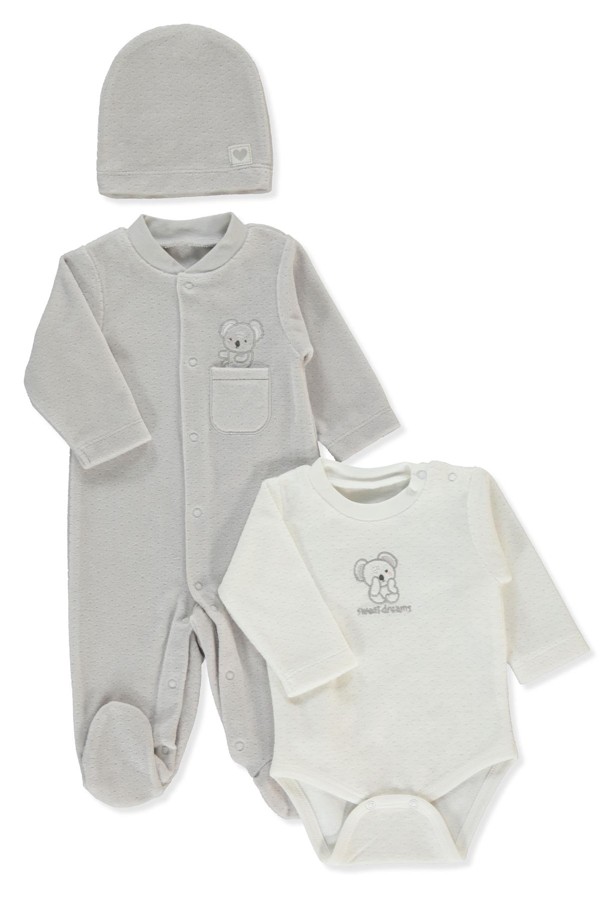 KADİFE PATİKLİ TULUM SET 3LÜ (MY LITTLE ONE) GRİ
